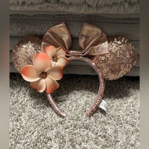 AULANI Disney Hawaii Plumeria Ears Sequin Rose Gold Headband
